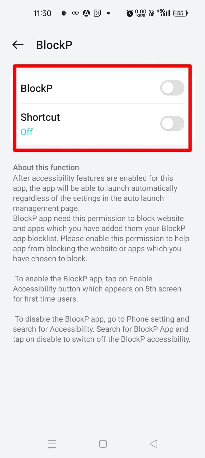 on blockP